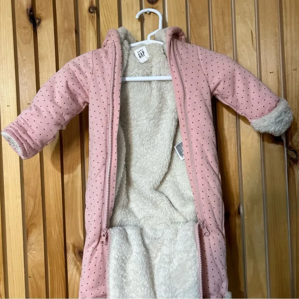 Gap Baby Sherpa Fleece Bear One Piece Double Zip Pink Size 0-3 Months Winter